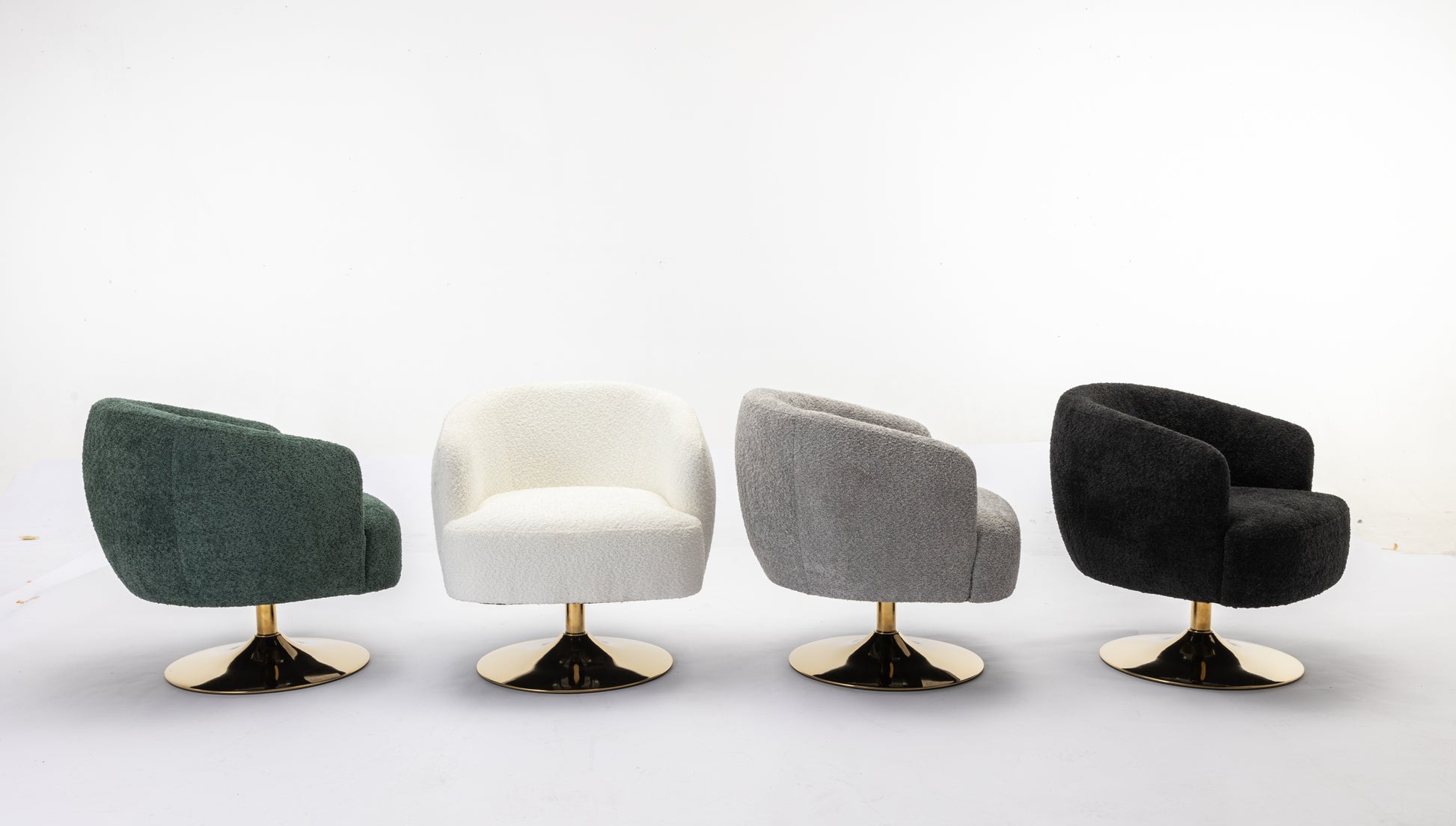 048 Chenille Fabric Accent Swivel Chair With Gold Metal Round Base,White White Primary Living Space Modern Eucalyptus Foam Chenille