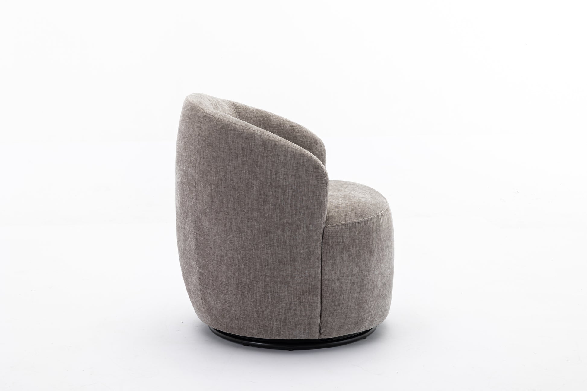 037 Chenille Fabric Swivel Accent Armchair Barrel Chair With Black Powder Coating Metal Ring,Gray Gray Primary Living Space Modern Eucalyptus Foam Chenille