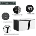 40'' Floating Wall Mounted Bathroom Vanity With Ceramics Sink & Soft Close Cabinet Door White Black Soft Close Doors Bathroom Wall Mounted Modern Plywood Plywood