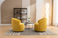 037 Chenille Fabric Swivel Accent Armchair Barrel Chair With Black Powder Coating Metal Ring,Yellow Yellow Primary Living Space Modern Eucalyptus Foam Chenille