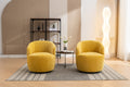 037 Chenille Fabric Swivel Accent Armchair Barrel Chair With Black Powder Coating Metal Ring,Yellow Yellow Primary Living Space Modern Eucalyptus Foam Chenille