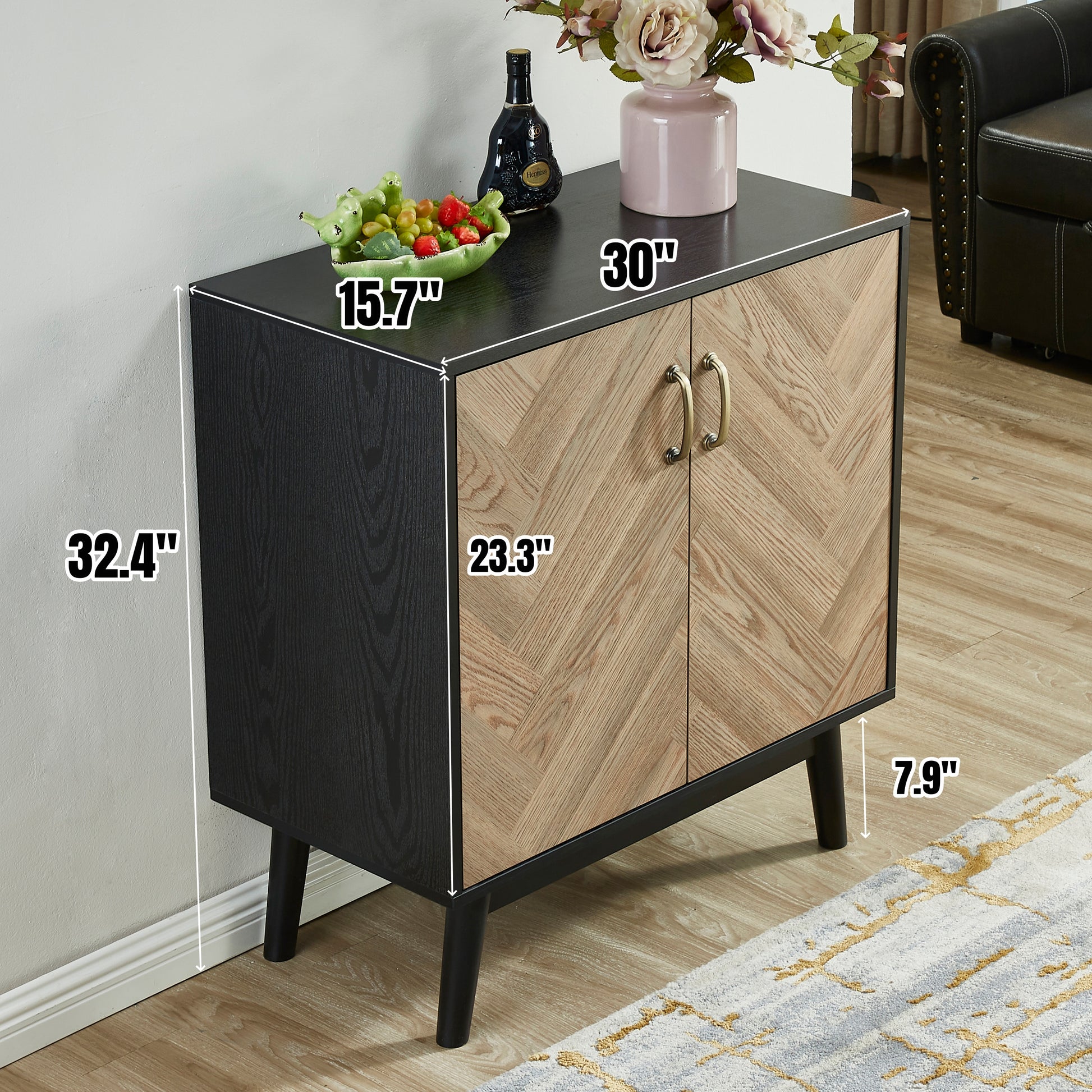 Modern Buffet Storage Cabinet, Sideboard Buffet Cabinet With Doors And Storage Shelves For Kitchen, Office, Dining Room, Living Room Black White Mdf