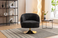 048 Chenille Fabric Accent Swivel Chair With Gold Metal Round Base,Black Black White Primary Living Space Modern Eucalyptus Foam Chenille