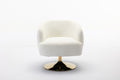 048 Chenille Fabric Accent Swivel Chair With Gold Metal Round Base,White White Primary Living Space Modern Eucalyptus Foam Chenille