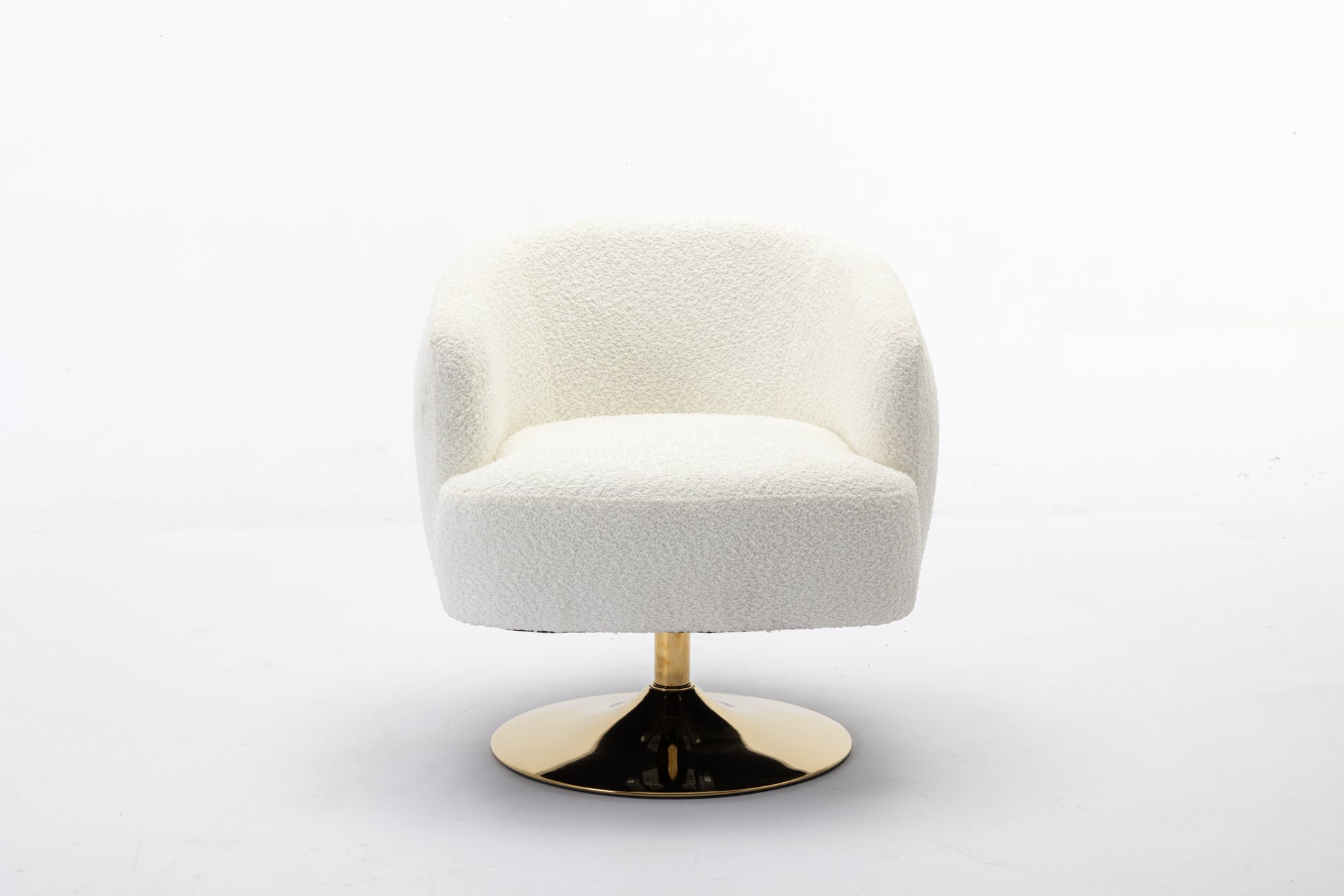048 Chenille Fabric Accent Swivel Chair With Gold Metal Round Base,White White Primary Living Space Modern Eucalyptus Foam Chenille