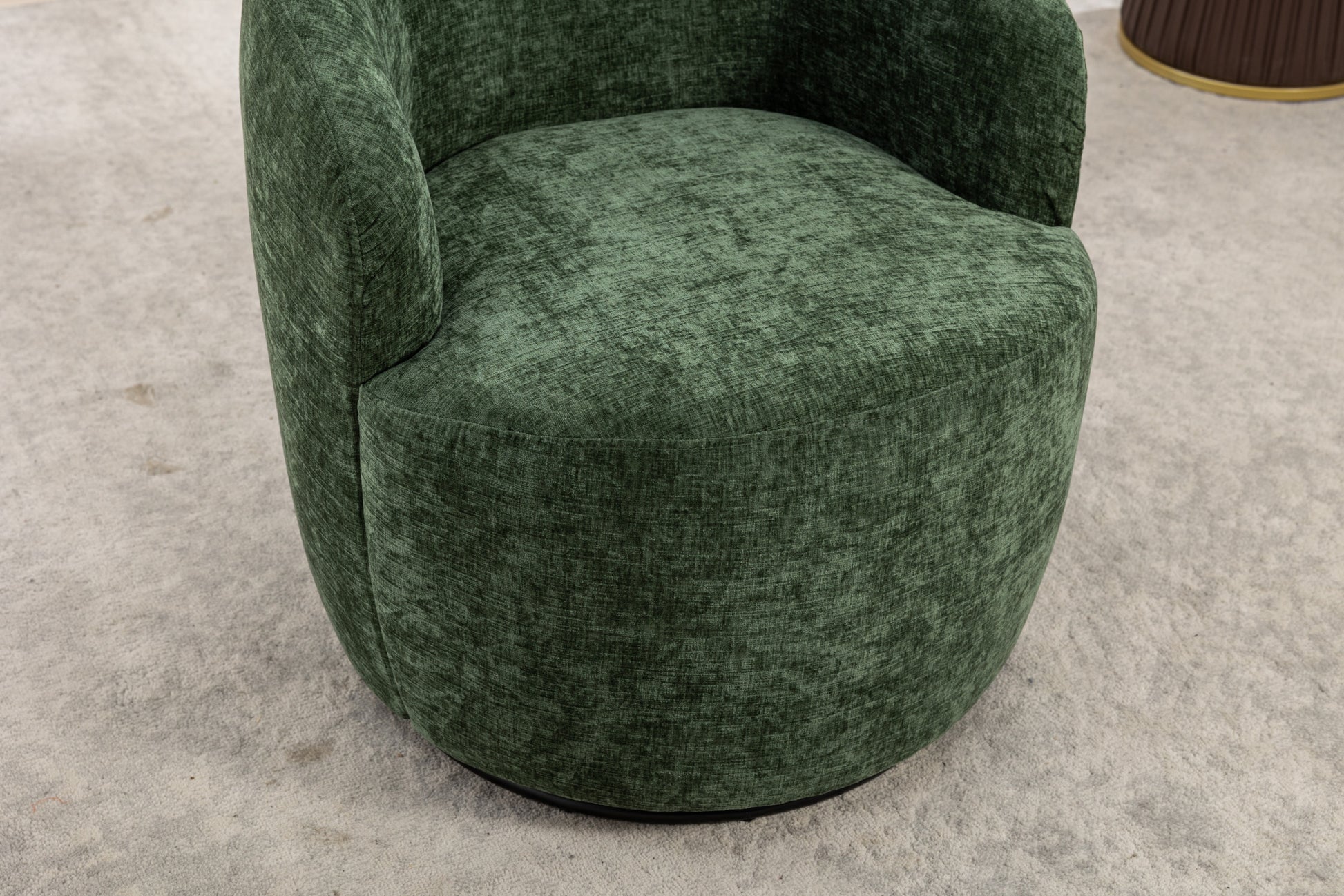 037 Chenille Fabric Swivel Accent Armchair Barrel Chair With Black Powder Coating Metal Ring,Green Green Primary Living Space Modern Eucalyptus Foam Chenille