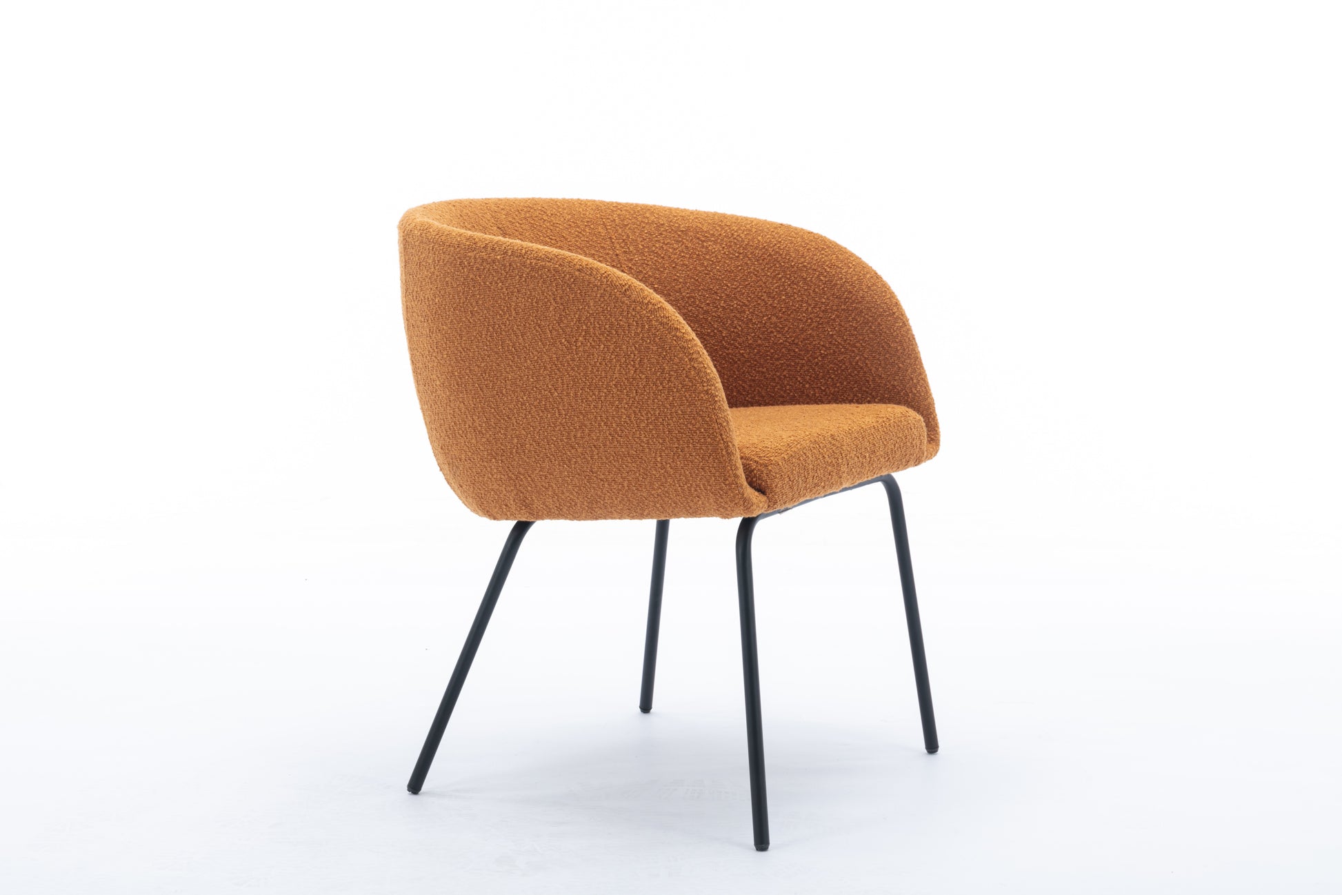 039 Set Of 1 Boucle Fabric Dining Chair With Black Metal Legs,Ginger Wood Ginger Dining Room Foam Wipe Clean Modern Dining Chairs Wing Back Foam Boucle