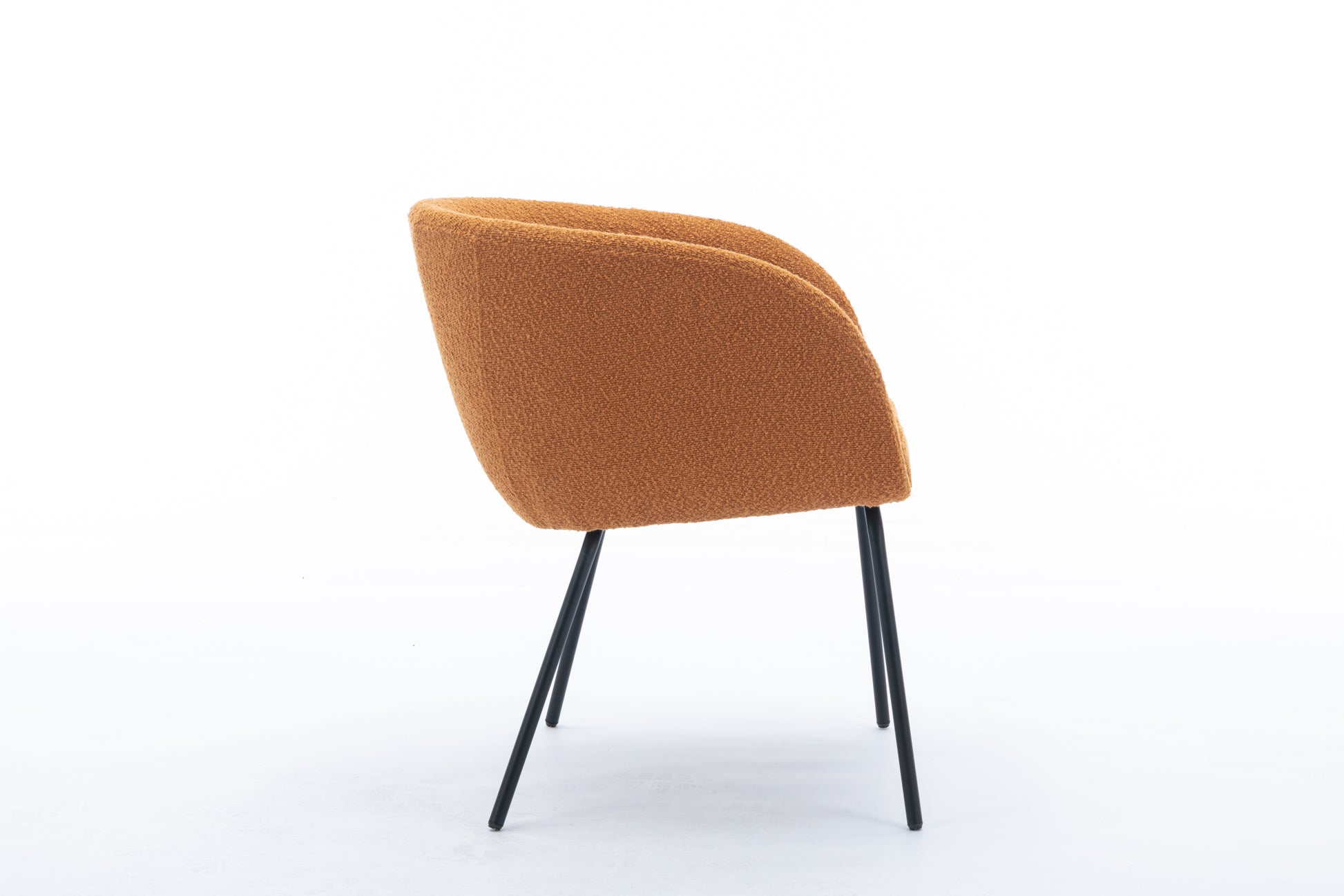 039 Set Of 1 Boucle Fabric Dining Chair With Black Metal Legs,Ginger Wood Ginger Dining Room Foam Wipe Clean Modern Dining Chairs Wing Back Foam Boucle