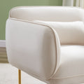 Oversized Living Room Accent Velveta Armchair Upholstered Single Sofa Chair, Comfy Fabric Armchair With Metal Leg For Bedroom Living Room Apartment, Beige Beige Velvet