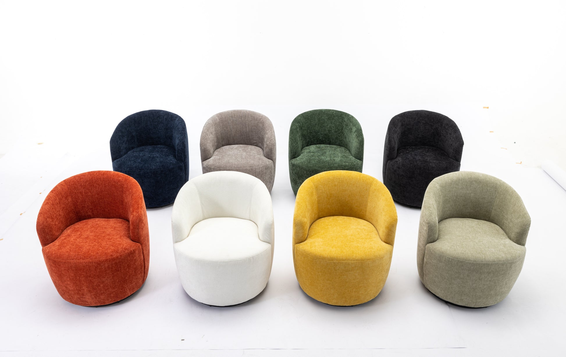 037 Chenille Fabric Swivel Accent Armchair Barrel Chair With Black Powder Coating Metal Ring,Light Green Light Green Primary Living Space Modern Eucalyptus Foam Chenille