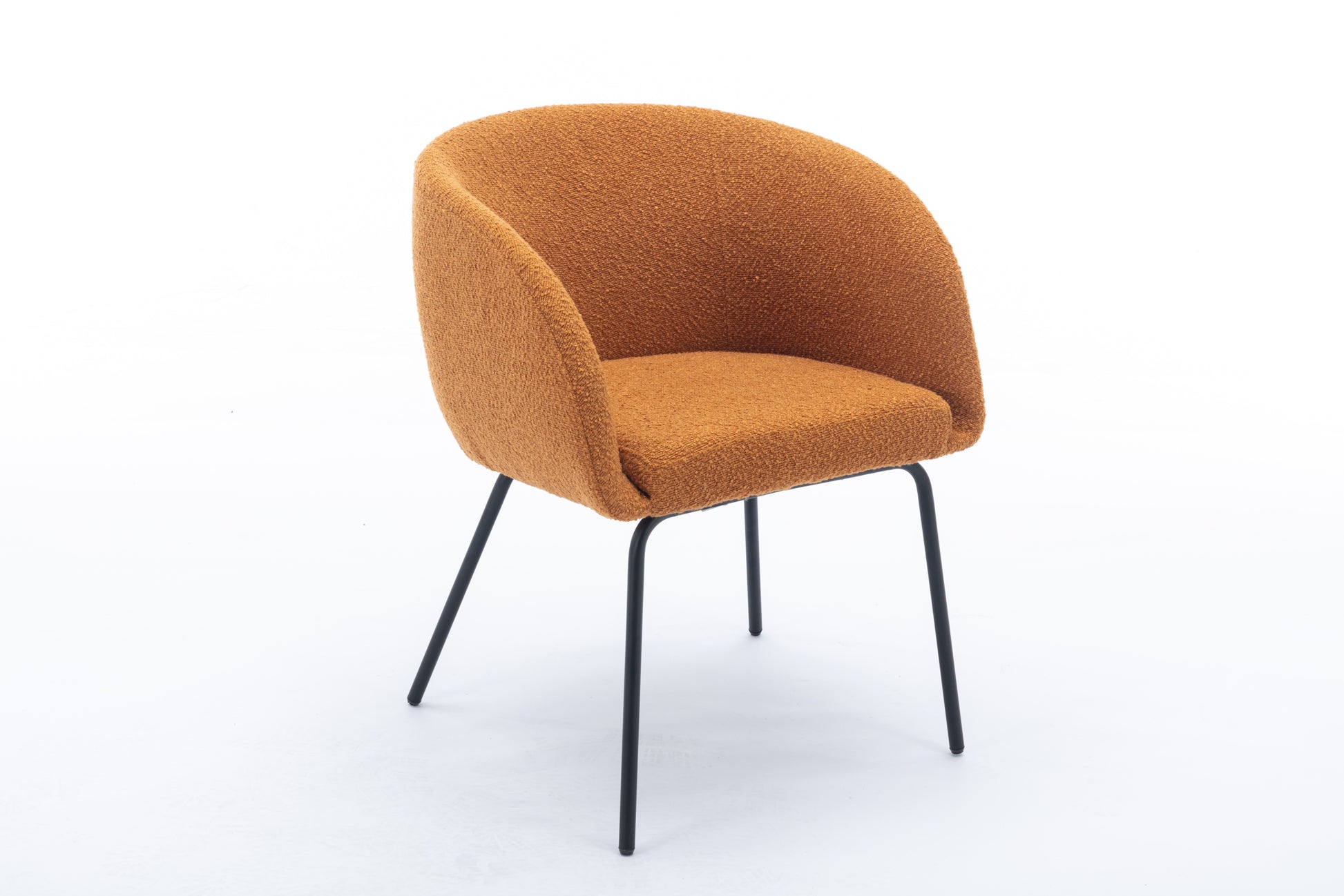 039 Set Of 1 Boucle Fabric Dining Chair With Black Metal Legs,Ginger Wood Ginger Dining Room Foam Wipe Clean Modern Dining Chairs Wing Back Foam Boucle