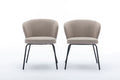 042 Set Of 2 Boucle Fabric Dining Chairs With Black Metal Legs,Light Coffee Wood Light Coffee Dining Room Foam Wipe Clean Modern Dining Chairs Wing Back Foam Boucle