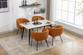 040 Boucle Fabric Dining Chair With Black Metal Legs Set Of 2,Ginger Wood Ginger Dining Room Foam Wipe Clean Modern Dining Chairs Wing Back Foam Boucle