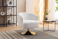048 Chenille Fabric Accent Swivel Chair With Gold Metal Round Base,White White Primary Living Space Modern Eucalyptus Foam Chenille