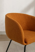 040 Boucle Fabric Dining Chair With Black Metal Legs Set Of 2,Ginger Wood Ginger Dining Room Foam Wipe Clean Modern Dining Chairs Wing Back Foam Boucle