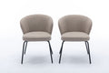 042 Set Of 2 Boucle Fabric Dining Chairs With Black Metal Legs,Light Coffee Wood Light Coffee Dining Room Foam Wipe Clean Modern Dining Chairs Wing Back Foam Boucle