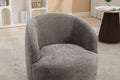 037 Chenille Fabric Swivel Accent Armchair Barrel Chair With Black Powder Coating Metal Ring,Gray Gray Primary Living Space Modern Eucalyptus Foam Chenille