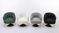 048 Chenille Fabric Accent Swivel Chair With Gold Metal Round Base,Black Black White Primary Living Space Modern Eucalyptus Foam Chenille