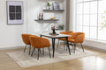 040 Boucle Fabric Dining Chair With Black Metal Legs Set Of 2,Ginger Wood Ginger Dining Room Foam Wipe Clean Modern Dining Chairs Wing Back Foam Boucle