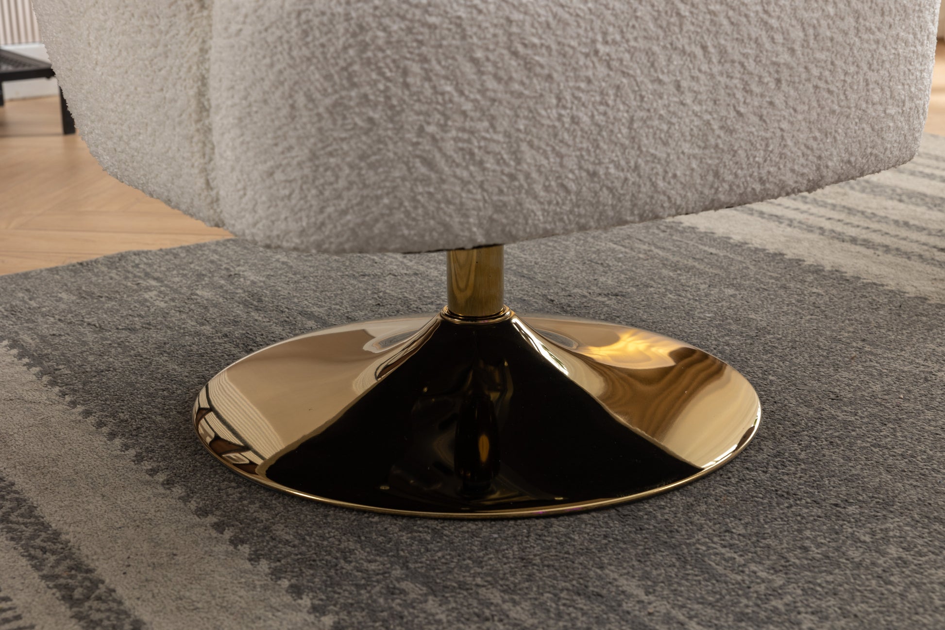 048 Chenille Fabric Accent Swivel Chair With Gold Metal Round Base,White White Primary Living Space Modern Eucalyptus Foam Chenille