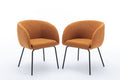 040 Boucle Fabric Dining Chair With Black Metal Legs Set Of 2,Ginger Wood Ginger Dining Room Foam Wipe Clean Modern Dining Chairs Wing Back Foam Boucle