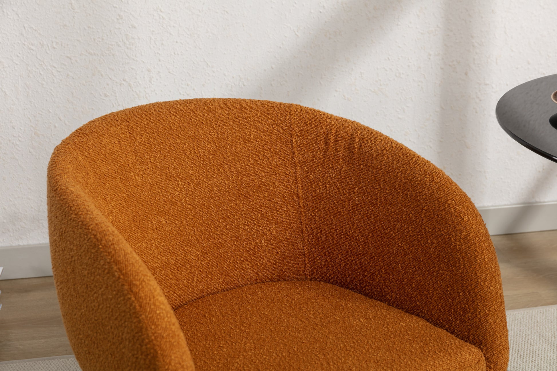 040 Boucle Fabric Dining Chair With Black Metal Legs Set Of 2,Ginger Wood Ginger Dining Room Foam Wipe Clean Modern Dining Chairs Wing Back Foam Boucle