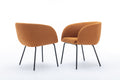 040 Boucle Fabric Dining Chair With Black Metal Legs Set Of 2,Ginger Wood Ginger Dining Room Foam Wipe Clean Modern Dining Chairs Wing Back Foam Boucle