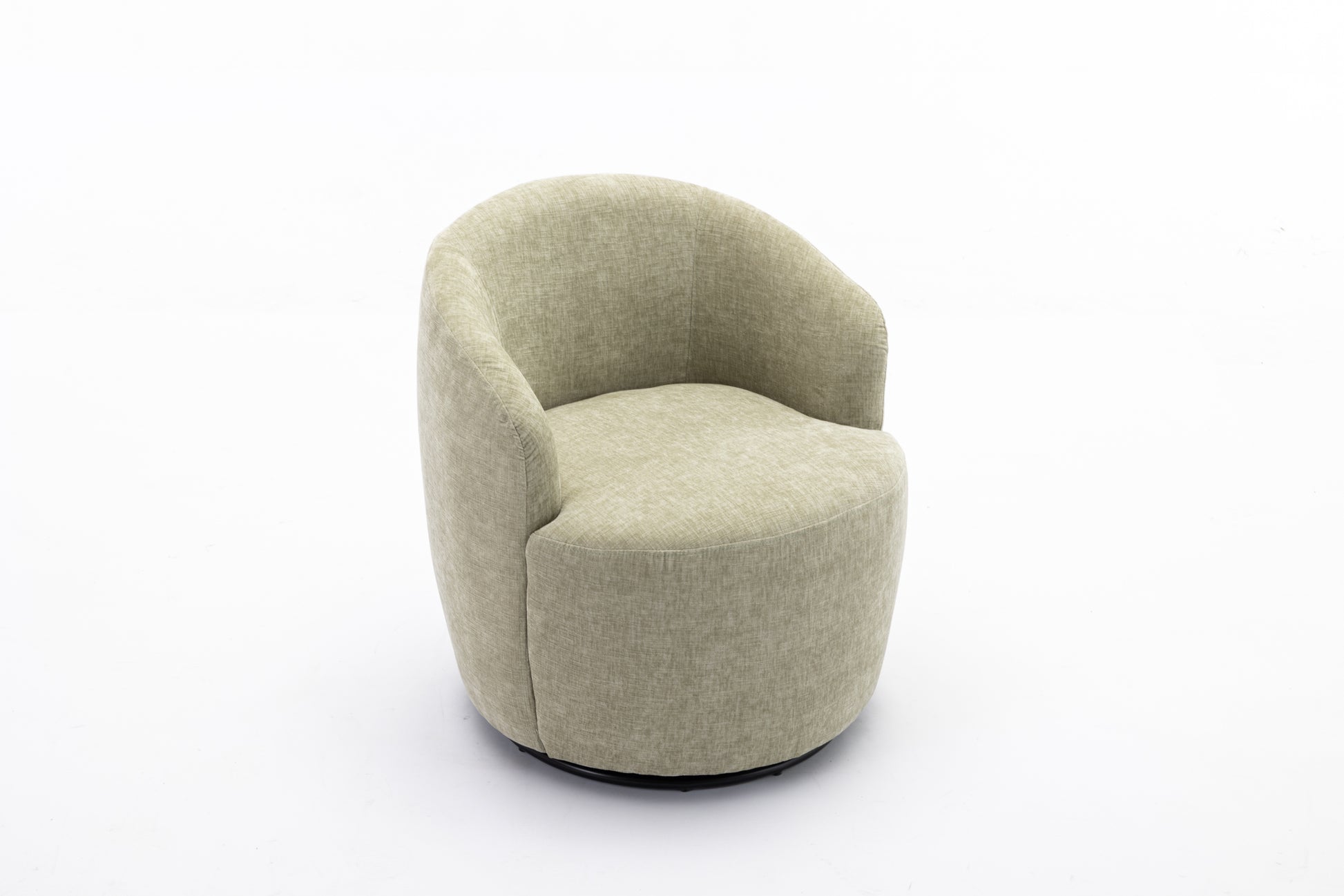 037 Chenille Fabric Swivel Accent Armchair Barrel Chair With Black Powder Coating Metal Ring,Light Green Light Green Primary Living Space Modern Eucalyptus Foam Chenille