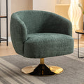048 Chenille Fabric Accent Swivel Chair With Gold Metal Round Base,Green Green White Primary Living Space Modern Eucalyptus Foam Chenille