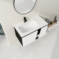 36'' Floating Wall Mounted Bathroom Vanity With Ceramic Basin & Soft Close Cabinet Door White Black Soft Close Doors Bathroom Wall Mounted Modern Plywood Plywood