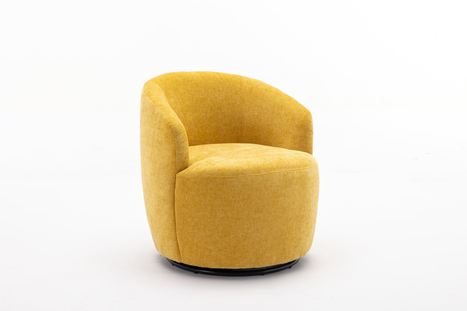 037 Chenille Fabric Swivel Accent Armchair Barrel Chair With Black Powder Coating Metal Ring,Yellow Yellow Primary Living Space Modern Eucalyptus Foam Chenille