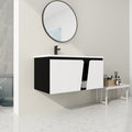 40'' Floating Wall Mounted Bathroom Vanity With Ceramics Sink & Soft Close Cabinet Door White Black Soft Close Doors Bathroom Wall Mounted Modern Plywood Plywood