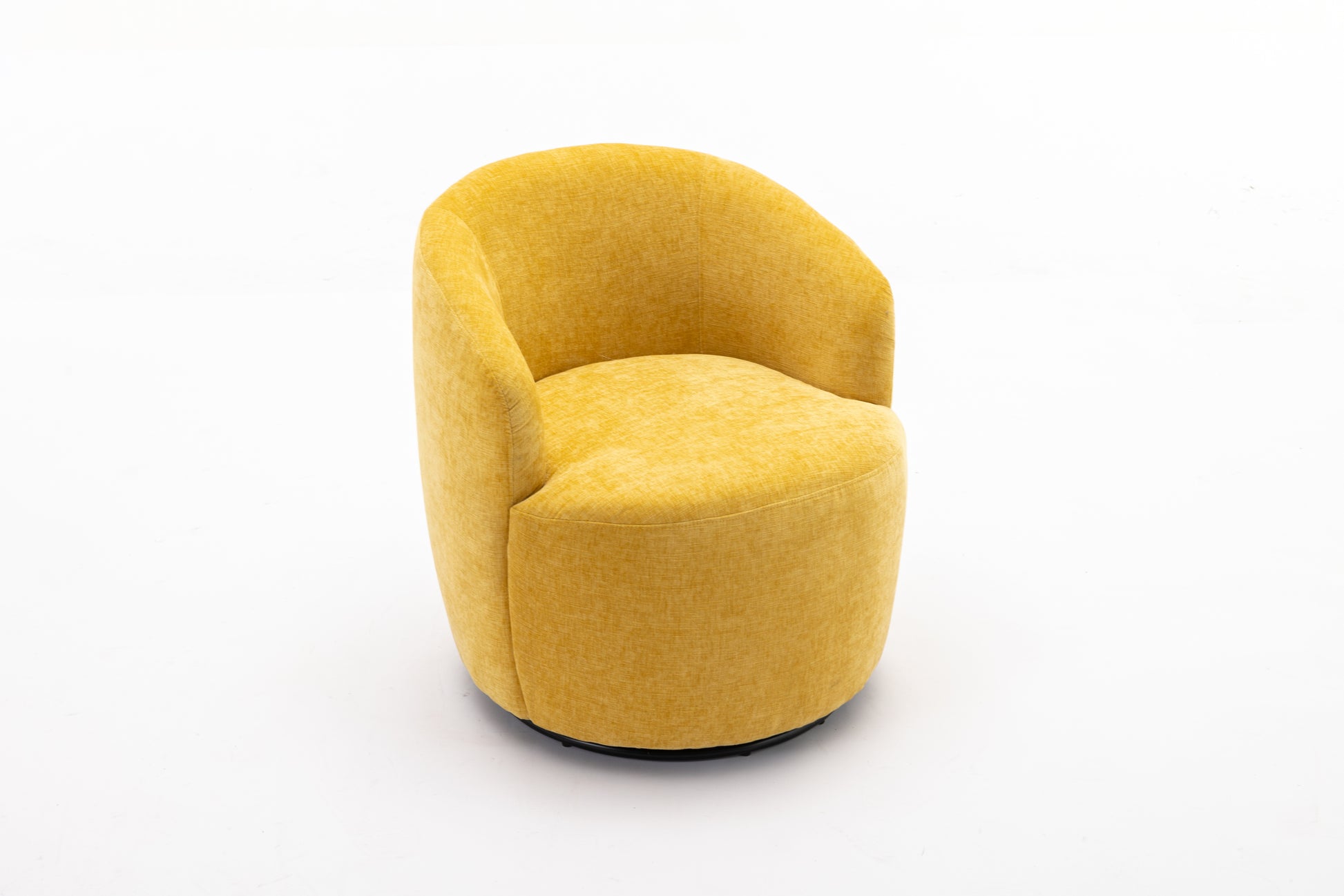 037 Chenille Fabric Swivel Accent Armchair Barrel Chair With Black Powder Coating Metal Ring,Yellow Yellow Primary Living Space Modern Eucalyptus Foam Chenille