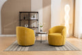 037 Chenille Fabric Swivel Accent Armchair Barrel Chair With Black Powder Coating Metal Ring,Yellow Yellow Primary Living Space Modern Eucalyptus Foam Chenille