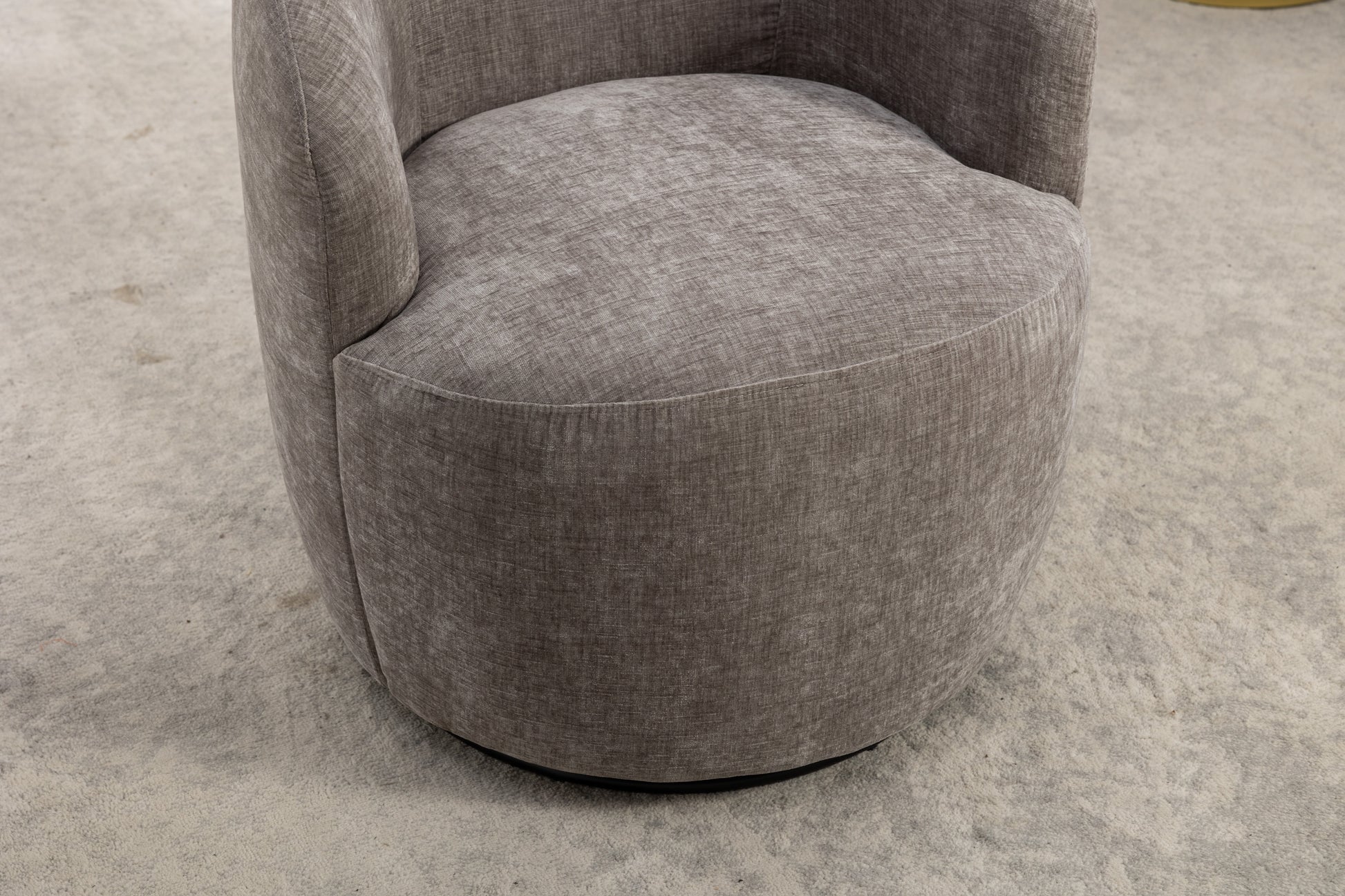 037 Chenille Fabric Swivel Accent Armchair Barrel Chair With Black Powder Coating Metal Ring,Gray Gray Primary Living Space Modern Eucalyptus Foam Chenille