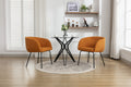 040 Boucle Fabric Dining Chair With Black Metal Legs Set Of 2,Ginger Wood Ginger Dining Room Foam Wipe Clean Modern Dining Chairs Wing Back Foam Boucle