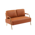 Small Sofa Seater Pet Friendly Fabric Upholstered Loveseat 2 Seater Couch With Removable Back Cushion And Metal Leg, Modern Couches For Small Spaces Living Room, Bedroom, Apartment, Brown Brown Fabric