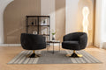 048 Chenille Fabric Accent Swivel Chair With Gold Metal Round Base,Black Black White Primary Living Space Modern Eucalyptus Foam Chenille