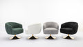 048 Chenille Fabric Accent Swivel Chair With Gold Metal Round Base,Black Black White Primary Living Space Modern Eucalyptus Foam Chenille