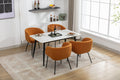 040 Boucle Fabric Dining Chair With Black Metal Legs Set Of 2,Ginger Wood Ginger Dining Room Foam Wipe Clean Modern Dining Chairs Wing Back Foam Boucle