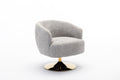 048 Chenille Fabric Accent Swivel Chair With Gold Metal Round Base,Light Gray Light Gray White Primary Living Space Modern Eucalyptus Foam Chenille