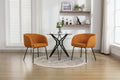 040 Boucle Fabric Dining Chair With Black Metal Legs Set Of 2,Ginger Wood Ginger Dining Room Foam Wipe Clean Modern Dining Chairs Wing Back Foam Boucle