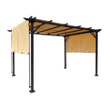 9.5 X 12 Ft Outdoor Pergola Patio Gazebo,Retractable Shade Canopy,Steel Frame Grape Gazebo,Sunshelter Pergola For Gardens,Terraces,Backyard Khaki Khaki Steel