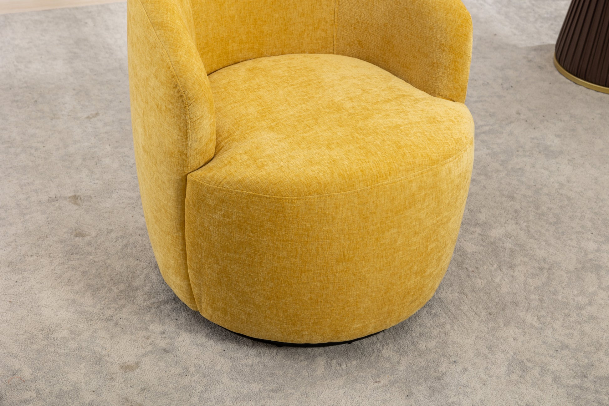 037 Chenille Fabric Swivel Accent Armchair Barrel Chair With Black Powder Coating Metal Ring,Yellow Yellow Primary Living Space Modern Eucalyptus Foam Chenille