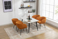 040 Boucle Fabric Dining Chair With Black Metal Legs Set Of 2,Ginger Wood Ginger Dining Room Foam Wipe Clean Modern Dining Chairs Wing Back Foam Boucle