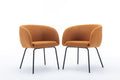 040 Boucle Fabric Dining Chair With Black Metal Legs Set Of 2,Ginger Wood Ginger Dining Room Foam Wipe Clean Modern Dining Chairs Wing Back Foam Boucle