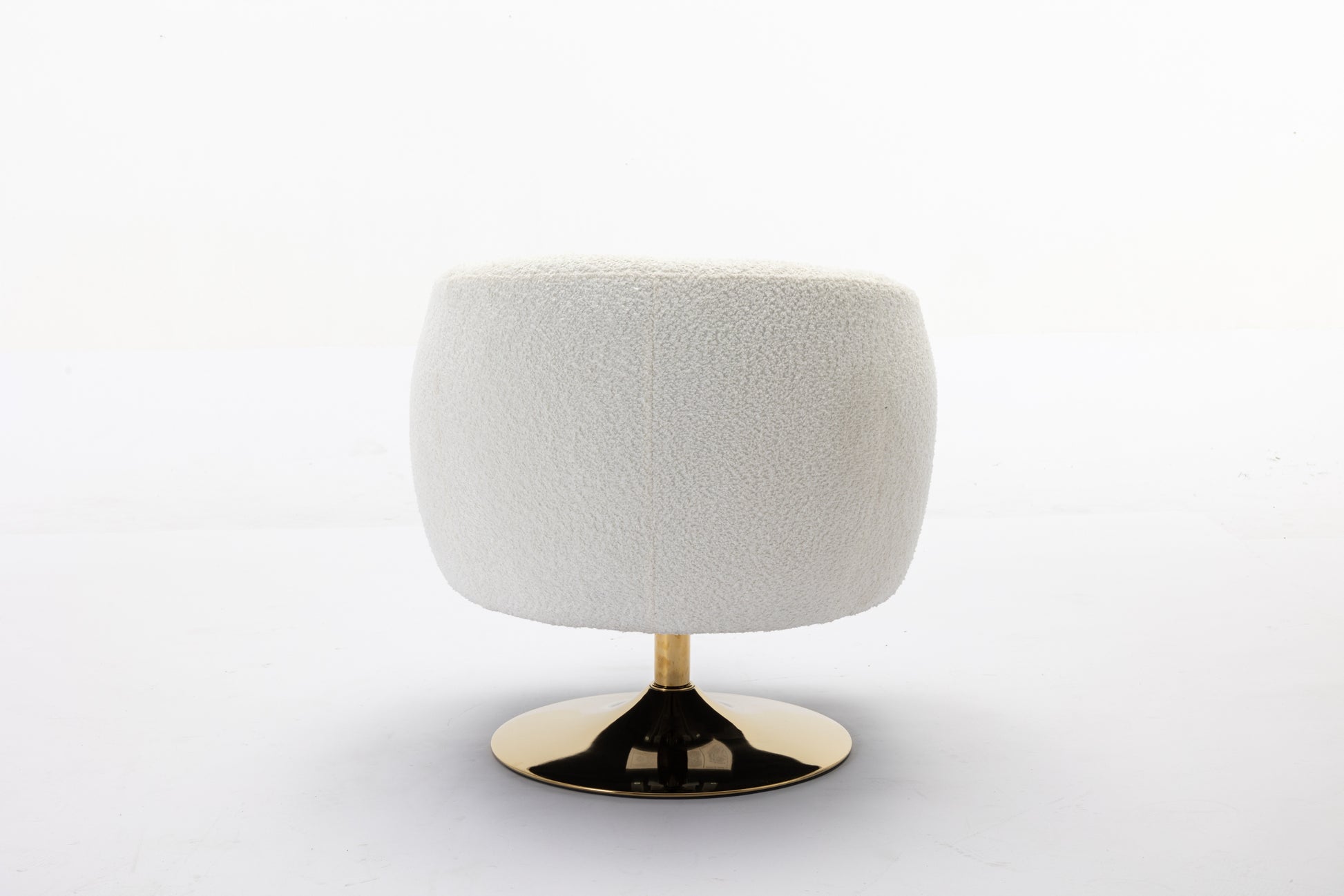 048 Chenille Fabric Accent Swivel Chair With Gold Metal Round Base,White White Primary Living Space Modern Eucalyptus Foam Chenille