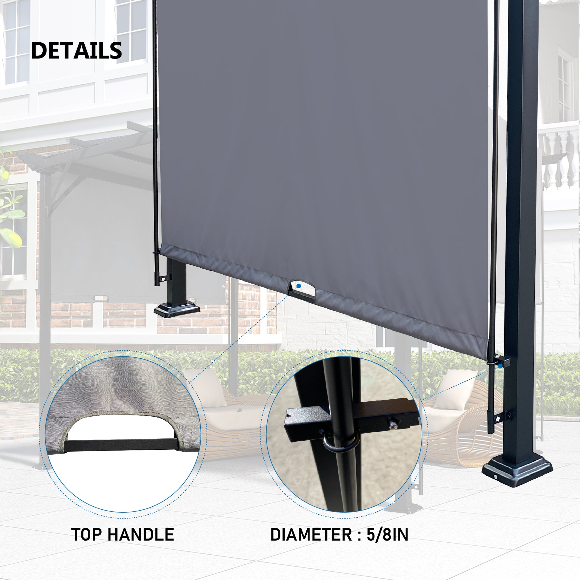 Universal Canopy Cover Replacement For 12X9 Ft Curved Outdoor Pergola Structure Grey Grey Polyester