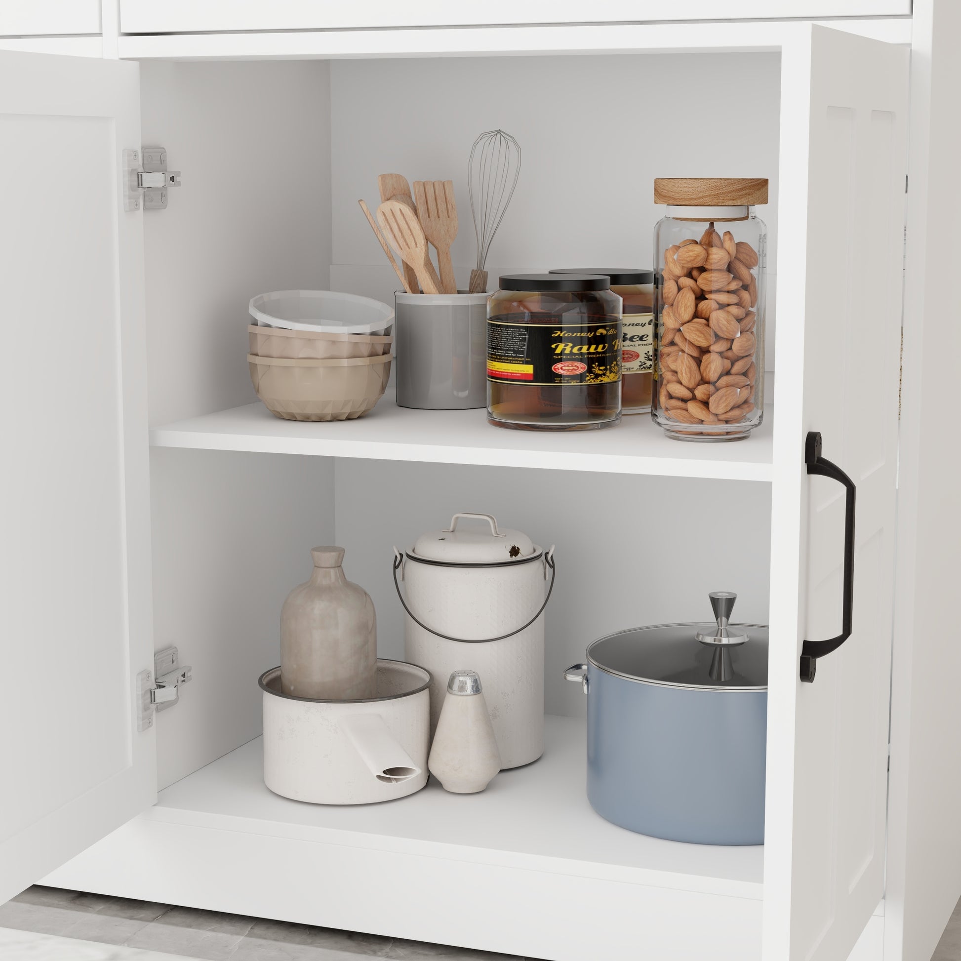 47.95" Farmhouse Buffet Cabinet Storage Sideboard With 2 Drawers And 4 Doors For Dining Living Room Kitchen Cupboard White White Mdf