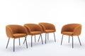 040 Boucle Fabric Dining Chair With Black Metal Legs Set Of 2,Ginger Wood Ginger Dining Room Foam Wipe Clean Modern Dining Chairs Wing Back Foam Boucle